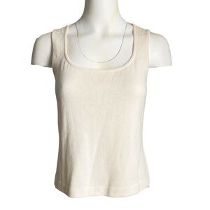 St John Knit Tank Top Shell Sleeveless Vanilla Off White Knit Size S